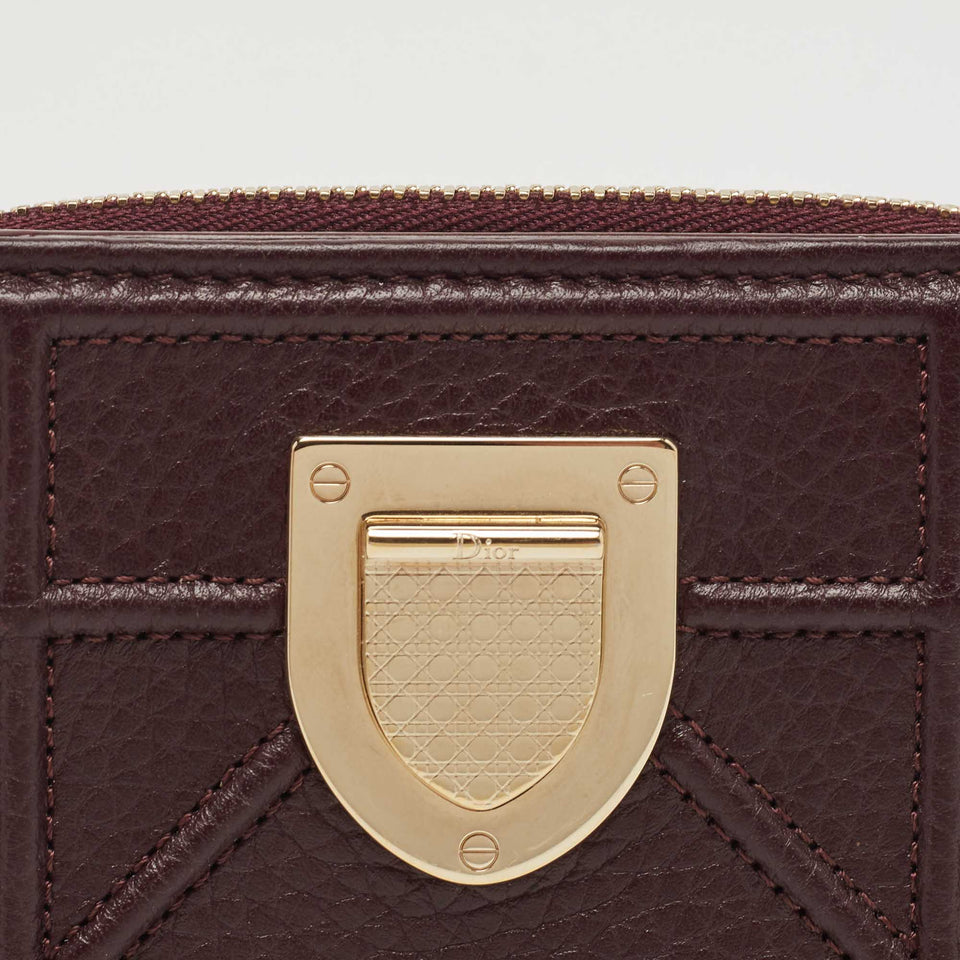 DIOR Burgundy Leather ama Zip Compact Wallet