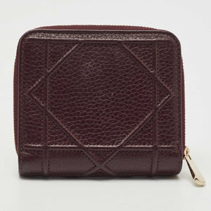 DIOR Burgundy Leather ama Zip Compact Wallet