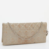 DIOR Grey Cannage Patent Leather Lady  Chain Clutch