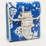 DIOR White/Blue Printed Fabric Trifold Wallet