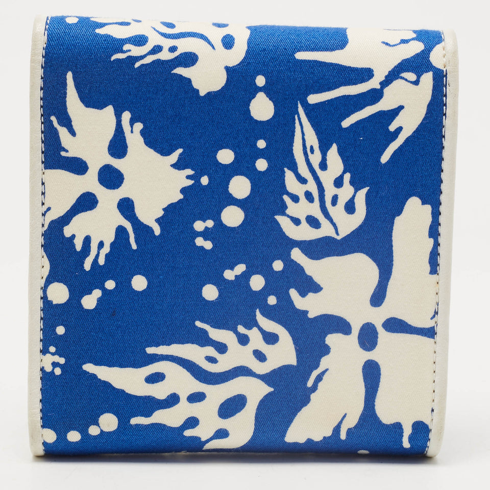 DIOR White/Blue Printed Fabric Trifold Wallet