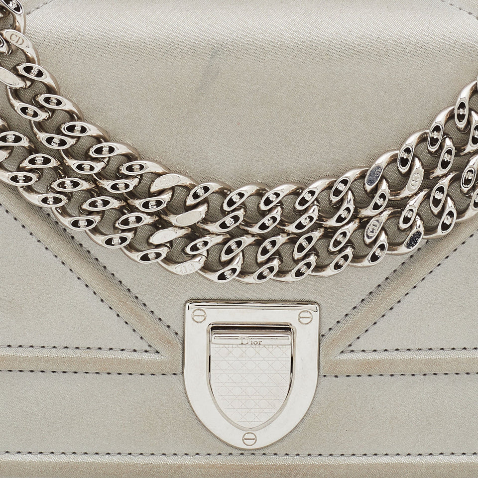 DIOR Grey Shimmering Leather Mini ama Crossbody Bag