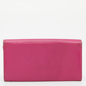 DIOR Pink Leather Round Logo Flap Continental Wallet