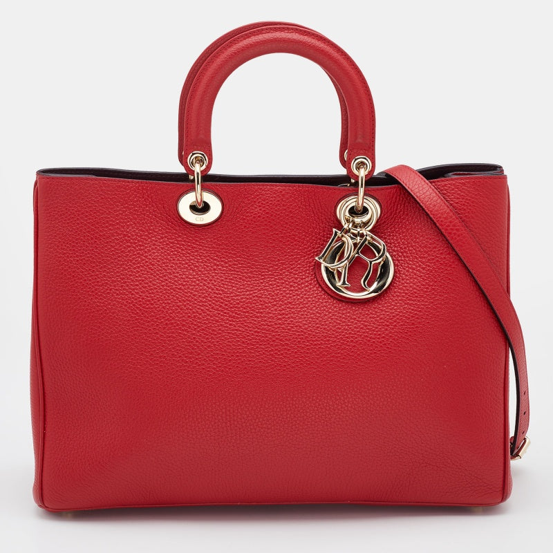 DIOR Red Leather Large issimo Shopper Tote