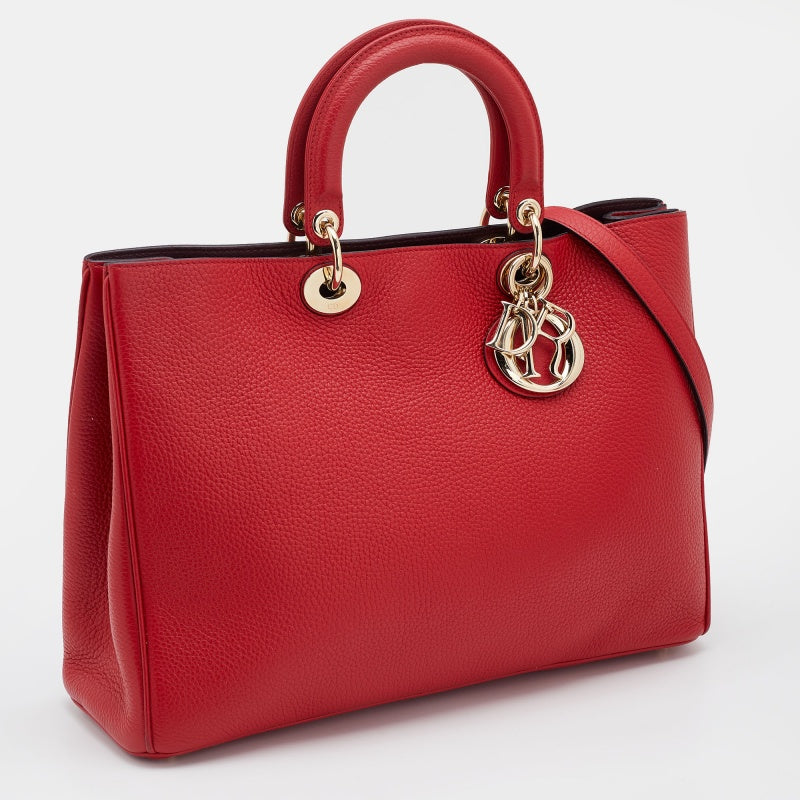 DIOR Red Leather Large issimo Shopper Tote