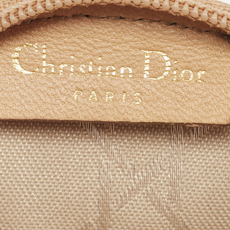 DIOR Beige Cannage Fabric Zip Coin Purse