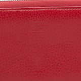 Gucci Red Leather Bamboo Tassel Zip Around Wallet