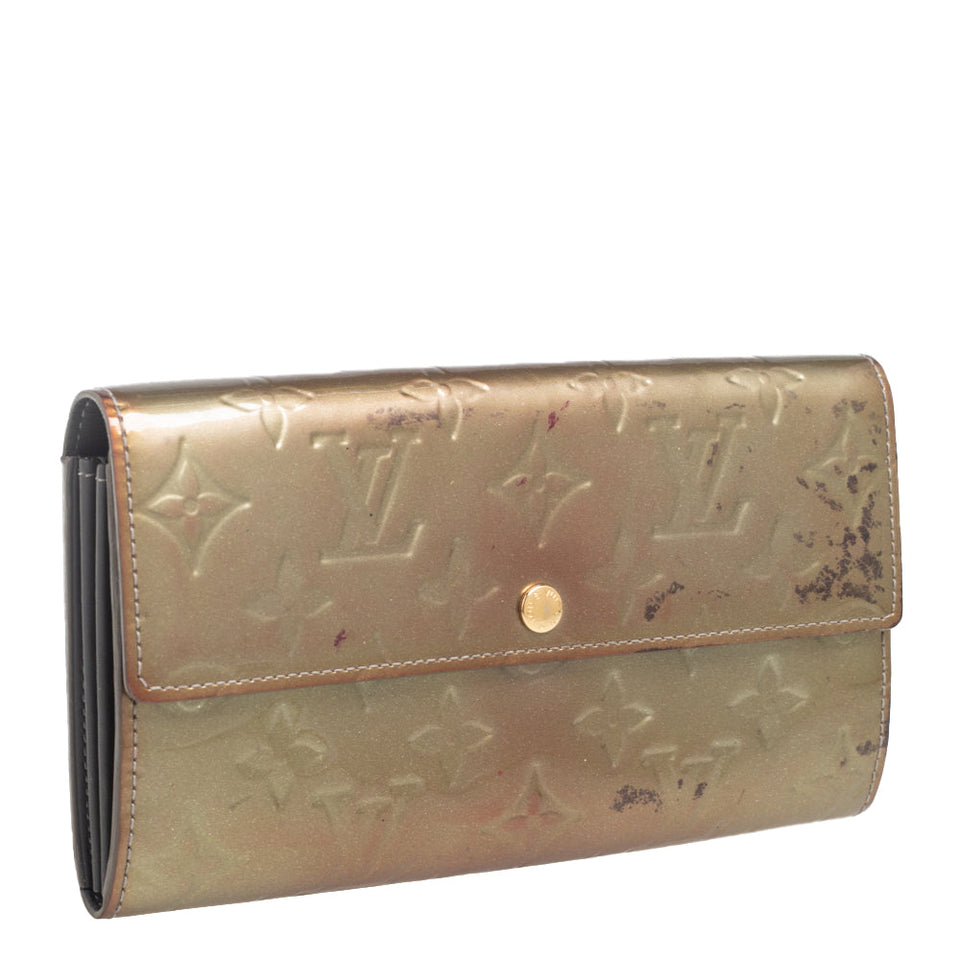 Louis Vuitton Gris Art Deco Monogram Vernis Sarah Wallet