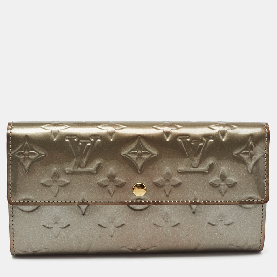 Louis Vuitton Gris Art Deco Monogram Vernis Sarah Wallet