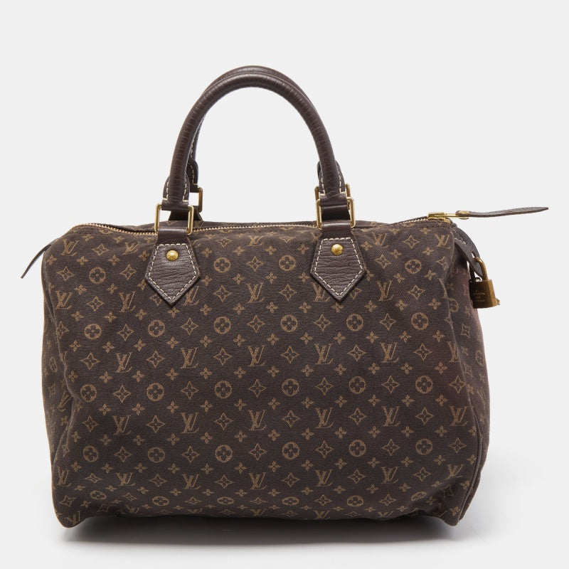 LOUIS VUITTON Ebene Monogram Canvas Mini Lin Speedy 30 Bag