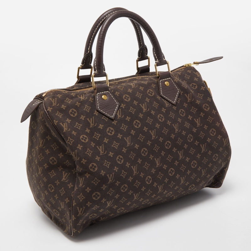 LOUIS VUITTON Ebene Monogram Canvas Mini Lin Speedy 30 Bag