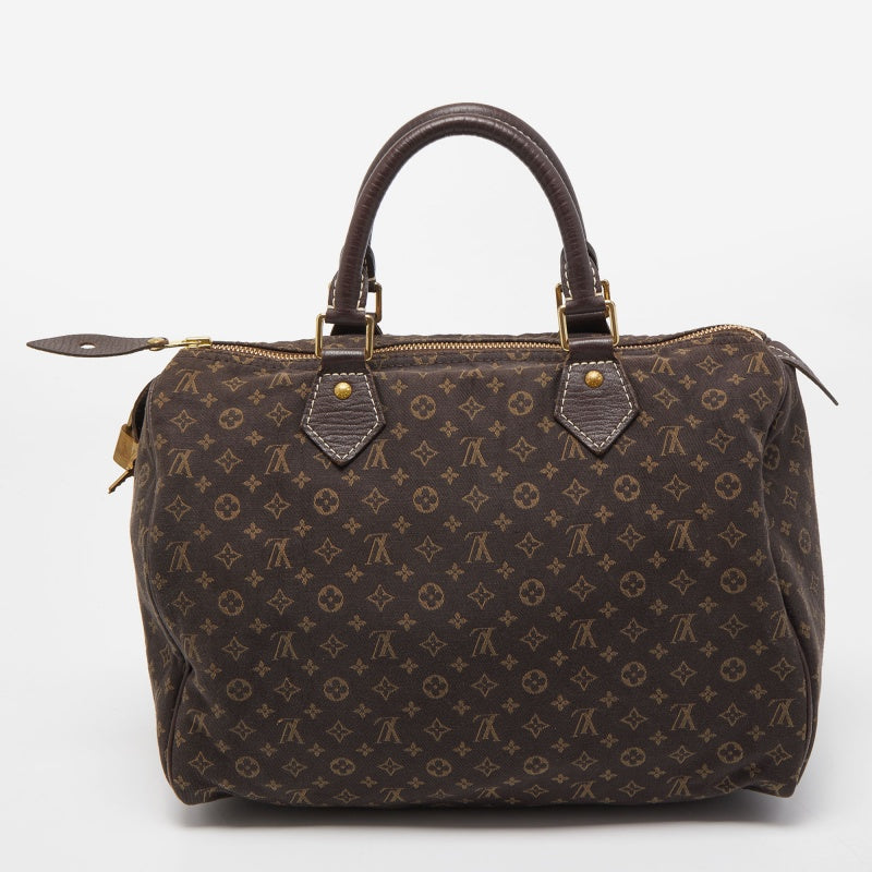 LOUIS VUITTON Ebene Monogram Canvas Mini Lin Speedy 30 Bag