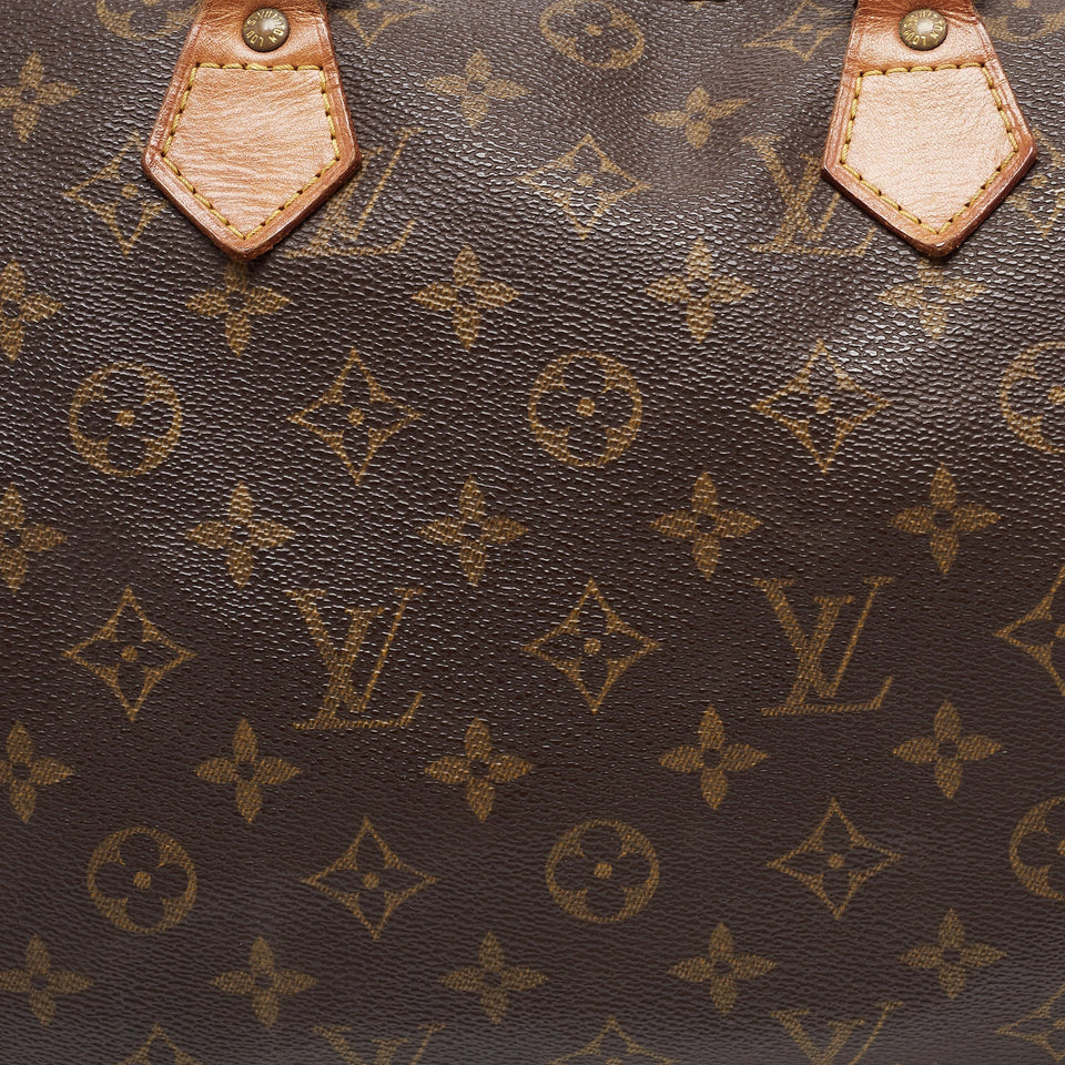 LOUIS VUITTON Brown Monogram Canvas Speedy 30 Top Handle Bag