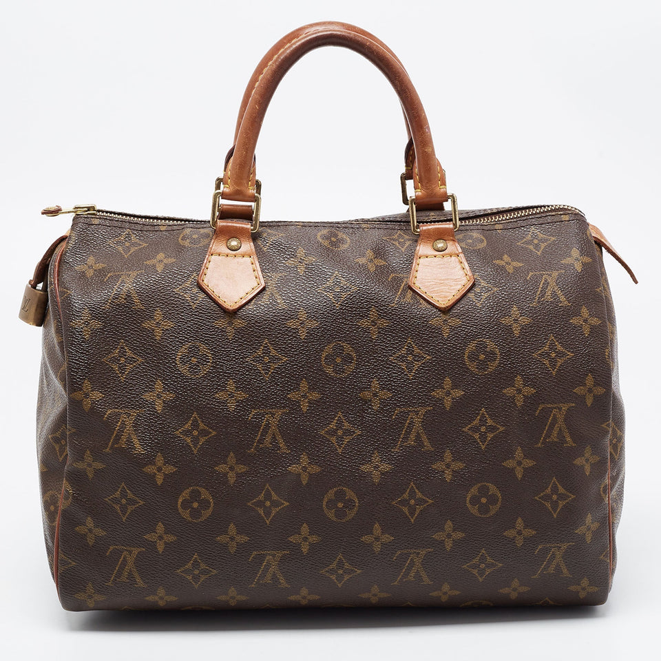 LOUIS VUITTON Brown Monogram Canvas Speedy 30 Top Handle Bag