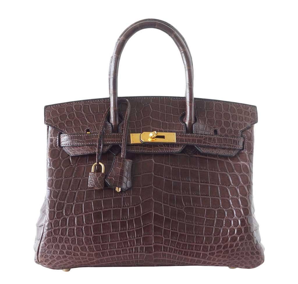 Hermes Birkin 30 Matte Havane Crocodile Bag
