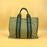 HERMES Green Canvas Fourre Tout PM Tote Bag