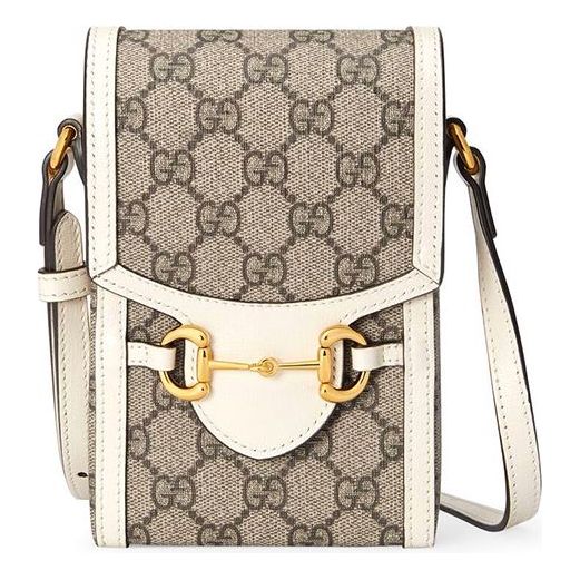 GUCCI Horsebit 1955 Logo Canvas Phone Bag Box Shoulder Messenger Bag Mini / Ebony / White Unisex 625615-92TCG-9761