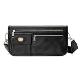GUCCI Metallic Interlock Double G Soft Leather fanny pack Shoulder Messenger Bag Unisex / Black Classic 575837-1GZAX-1000