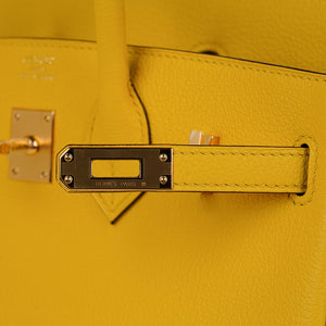 Hermes Birkin 25 Bag Jaune de Naples Novillo Leather Gold Hardware