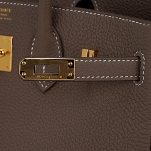 Hermes Birkin 25 Bag Etoupe Togo Leather with Gold Hardware