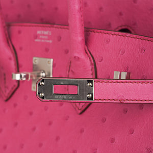 Hermes Birkin 25 Bag Fuchsia Ostrich with Palladium Hardware