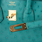 Hermes Birkin 25 Bag Vert Verone Ostrich Gold Hardware