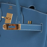 Hermes Birkin 35 Bag Iconic Rare Blue Jean Togo Gold Hardware