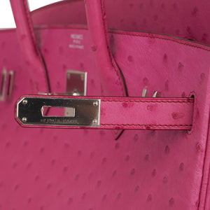 Hermes Birkin 35 Bag Fuchsia Ostrich Palladium Hardware