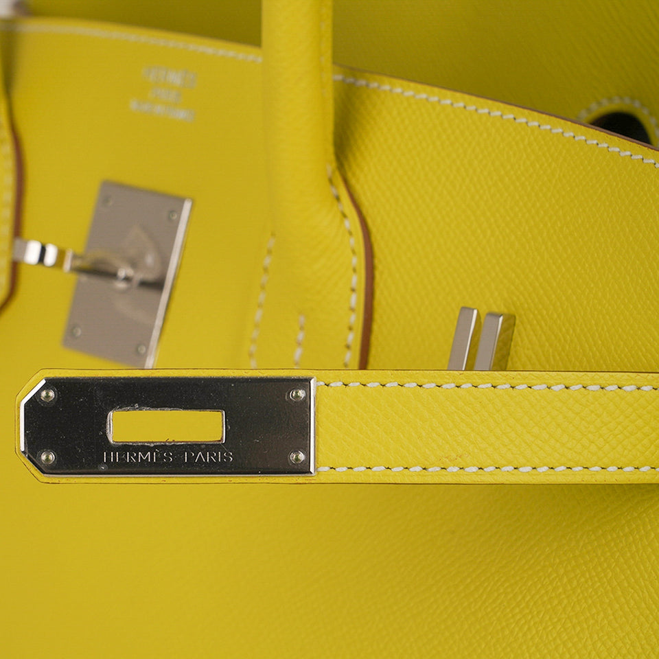 Hermes Birkin 35 Lime Candy Limited Edition Bag Epsom Palladium