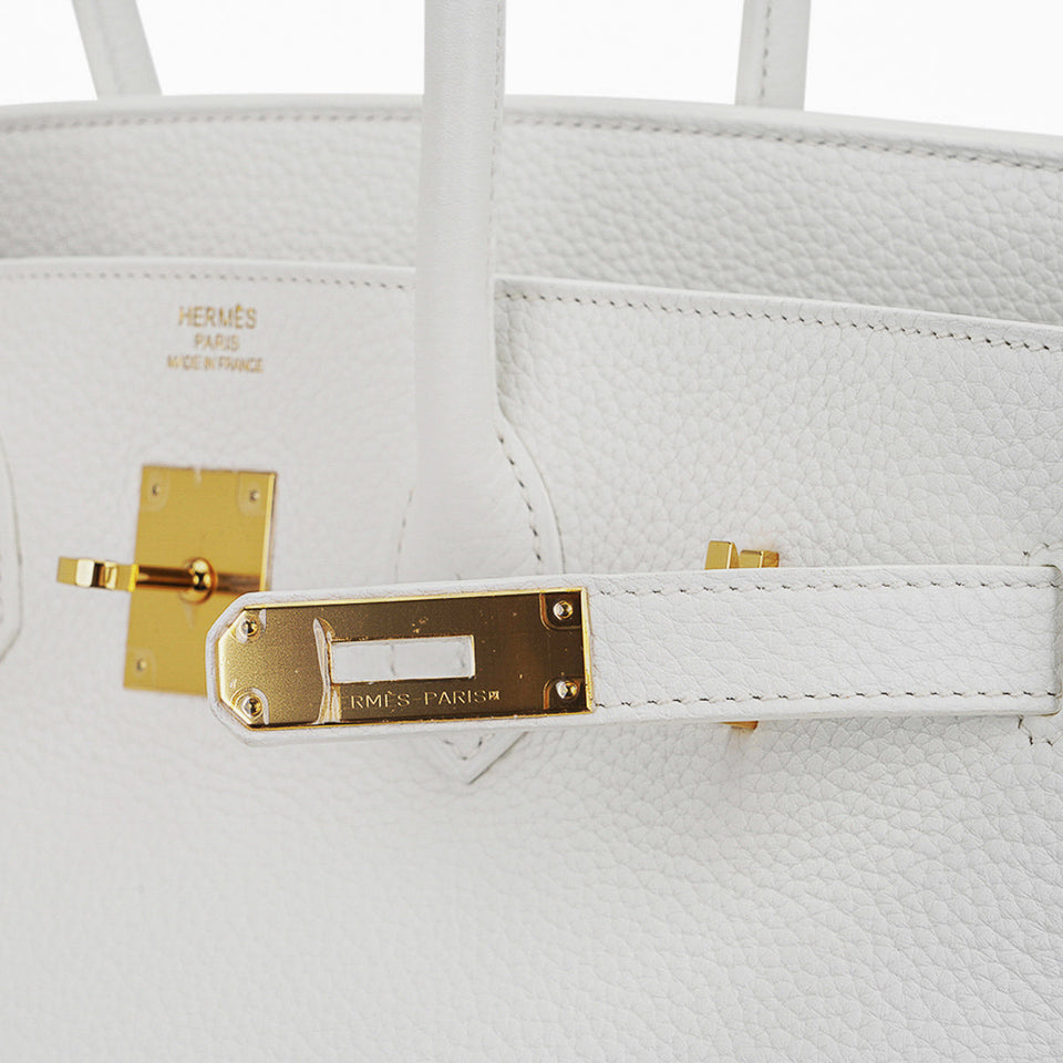 Hermes Birkin 35 Bag White Clemence Leather with Gold Hardware