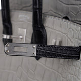 Hermes Birkin HSS 25 Bag Gris Perle / Black Matte Alligator Palladium Hardware