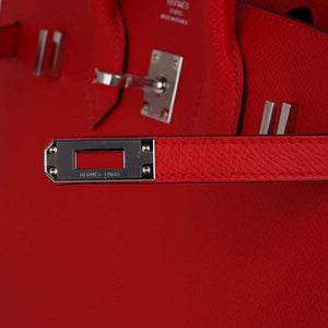 Hermes Birkin 25 Bag Sellier Rouge De Couer Epsom Leather with Palladium Hardware