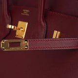 Hermes Birkin 25 Bag Sellier Rouge H Gold Hardware Veau Madame Leather