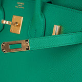 Hermes Birkin 25 Bag Sellier Vert Jade Epsom Leather with Gold Hardware