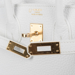 Hermes Birkin 25 HSS Bag White Clemence Gold Hardware