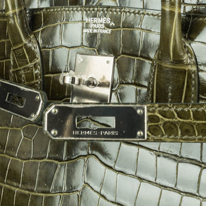 Hermes Birkin 35 Bag Vert Veronese Porosus Crocodile Palladium Hardware