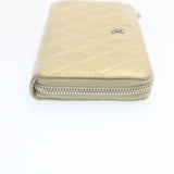CHANEL Matelasse Long Wallet Enamel Gray CC Auth 34534