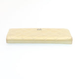 CHANEL Matelasse Long Wallet Enamel Gray CC Auth 34534
