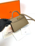 Hermes Kelly 20 Mini Sellier Bag Gray Epsom Gold Hardware