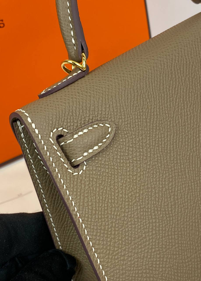 Hermes Kelly 20 Mini Sellier Bag Gray Epsom Gold Hardware