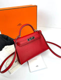 Hermes Kelly 20 Mini Sellier Bag red Epsom Gold Hardware