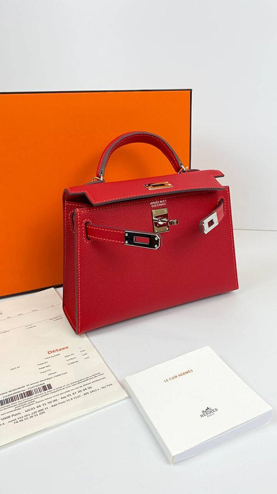 Hermes Kelly 20 Mini Sellier Bag red Epsom Gold Hardware