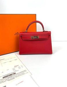 Hermes Kelly 20 Mini Sellier Bag red Epsom Gold Hardware