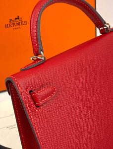 Hermes Kelly 20 Mini Sellier Bag red Epsom Gold Hardware