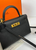 Hermes Kelly 20 Mini Sellier Bag Black Epsom Gold Hardware