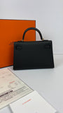 Hermes Kelly 20 Mini Sellier Bag Black Epsom Gold Hardware