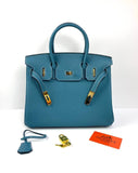 Hermes Birkin 30 Biscuit Togo Leather blue Gold Hardware