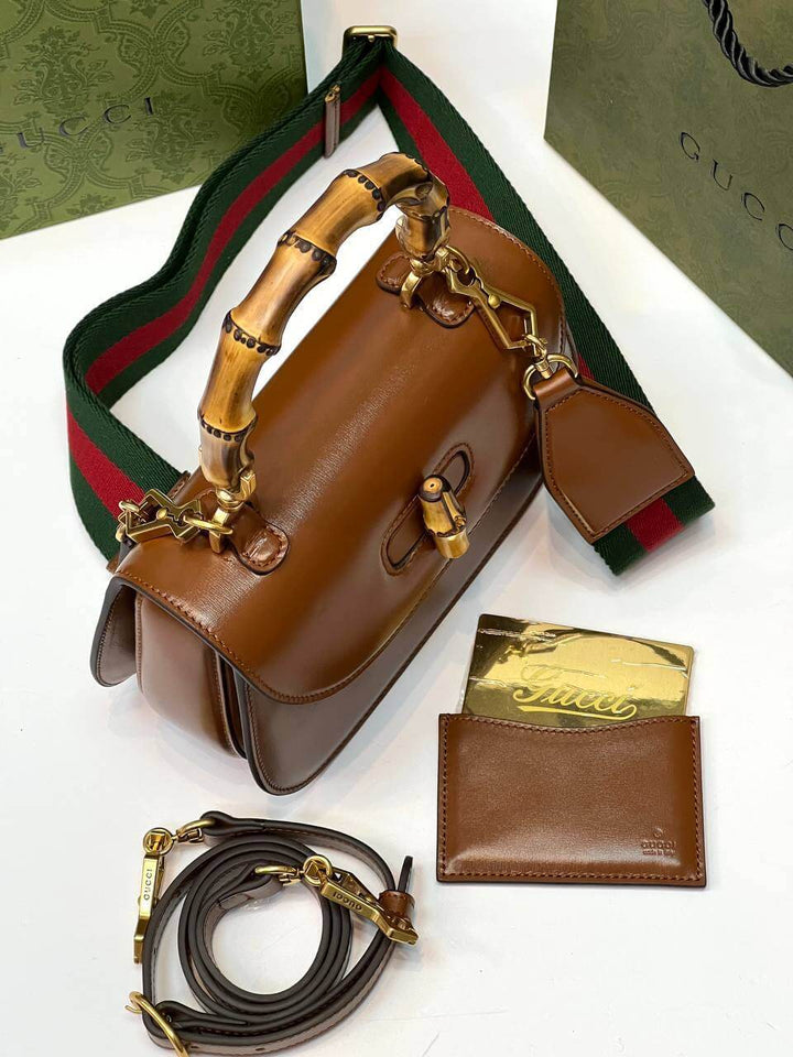 Gucci Bamboo 1947 mini top handle bag brown