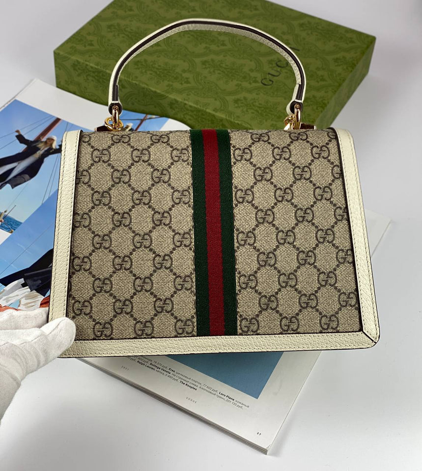 Gucci Ophidia small top handle bag beige