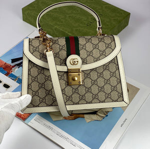 Gucci Ophidia small top handle bag beige